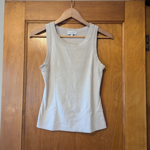 Michael Stars Beige Ribbed Tank Top| Size Small - Picture 1 of 5